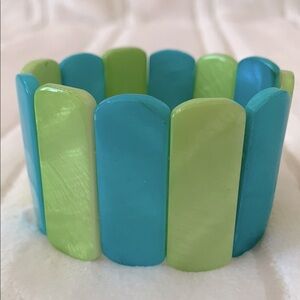 Vibrant Green and Blue Stretch Bracelet